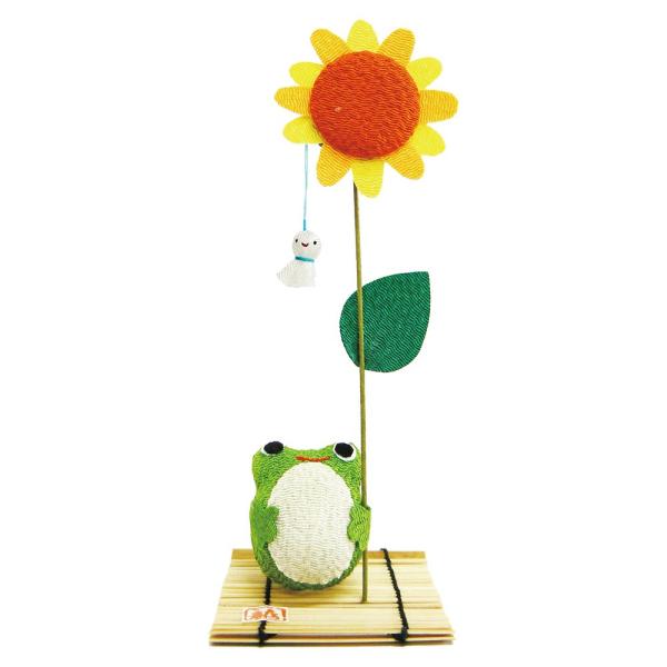 晴ればれひまわりカエル敷物付手作りちりめん細工夏の風物詩置物人形 Buyee 日本代购平台 产品购物网站大全 Buyee一站式代购bot Online