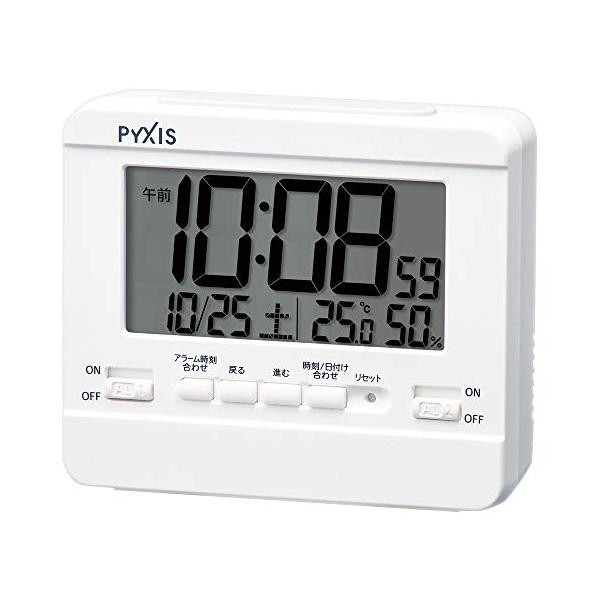 セイコークロック 置き時計 目覚まし時計 掛け時計 デジタル 温度湿度表示 PYXIS ピクシス 本体サイズ:9×10.5×4.2cm NR53