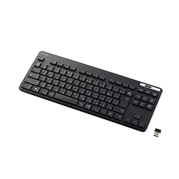 エレコム ワイヤレスキーボード TK-FDM109TKBK 薄型 メンブレン式 抗菌 テンキーレス ブラック