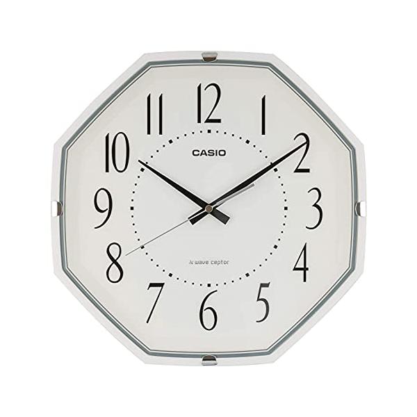 CASIO(カシオ) 掛け時計 壁掛け時計 電波時計 機能 ステップ秒針 ホワイト 白 アナログ 八角 IQ-1007J-7JF