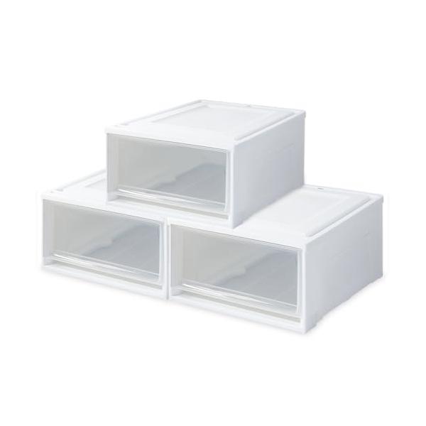 アイリスオーヤマ チェスト 収納ケース 衣類 3個セット 衣装ケース 幅39×奥行50×高さ23.2cm ウォークイン クローゼット ホワイト/