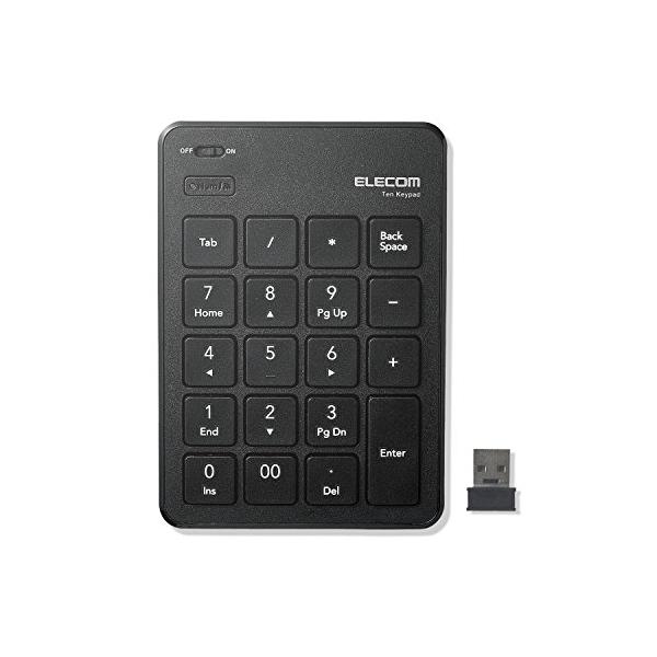 エレコム USB-A テンキー ワイヤレス(レシーバー付属) パンタグラフ 薄型 ブラック TK-TDP019BK