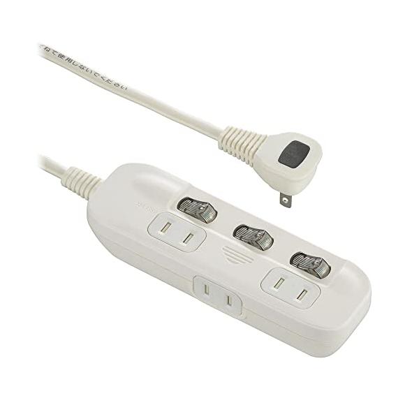 オーム電機 電源タップ 交互コンセント 3個口 2m 電源アダプター対応 ホワイト HS-TP32ADW22 00-1652 OHM