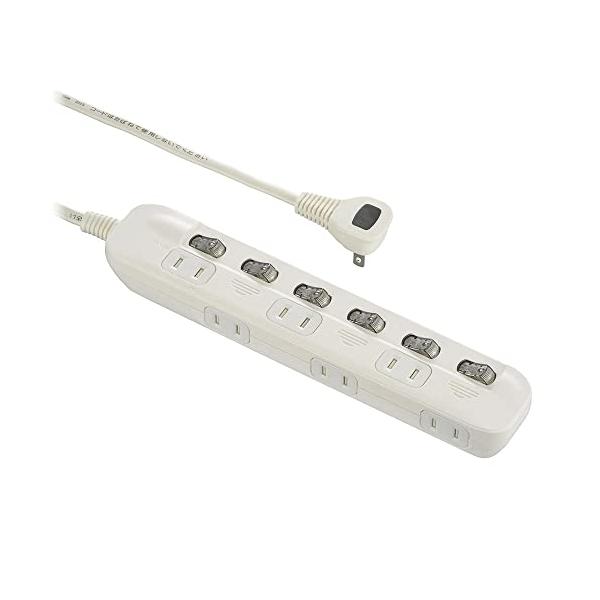 オーム電機 電源タップ 交互コンセント 6個口 2m 電源アダプター対応 ホワイト HS-TP62ADW22 00-1654 OHM