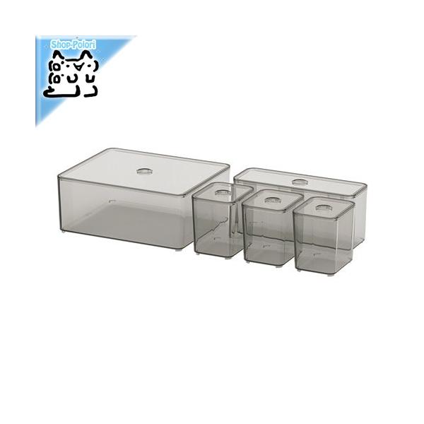 Ikea Original Godmorgon 収納 ふた付きボックス5点セット スモーク 24x20x10 Cm Ikea 30400271 Shop Polori 通販 Yahoo ショッピング