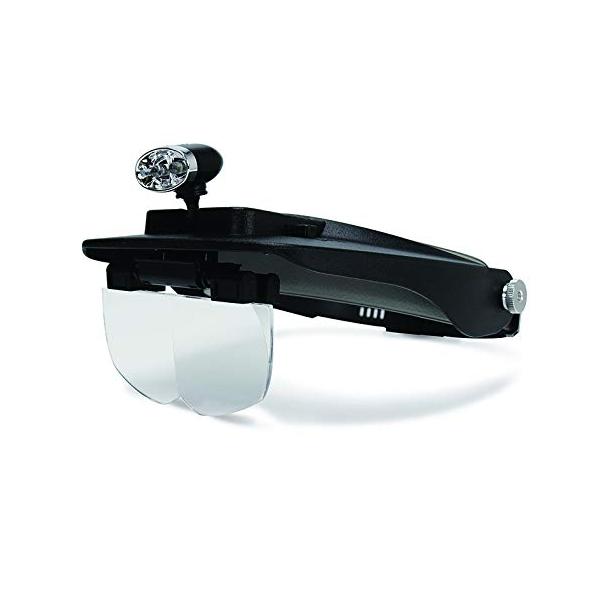 マクロス LED ライト付き ヘッド ルーペ メガネ 拡大鏡 ブラック 1.2/1.8/2.5/3.5倍 MCZ-194