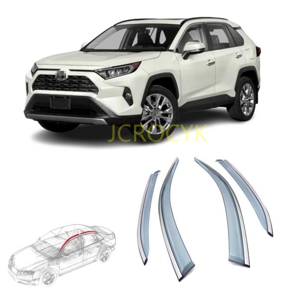 車用サイドバイザー カーレインシールド トヨタ 新型RAV4 XA50系 専用 ドアバイザー サイドバイザー 車種専用設計 雨避け 日避け トリムカバー 半透明