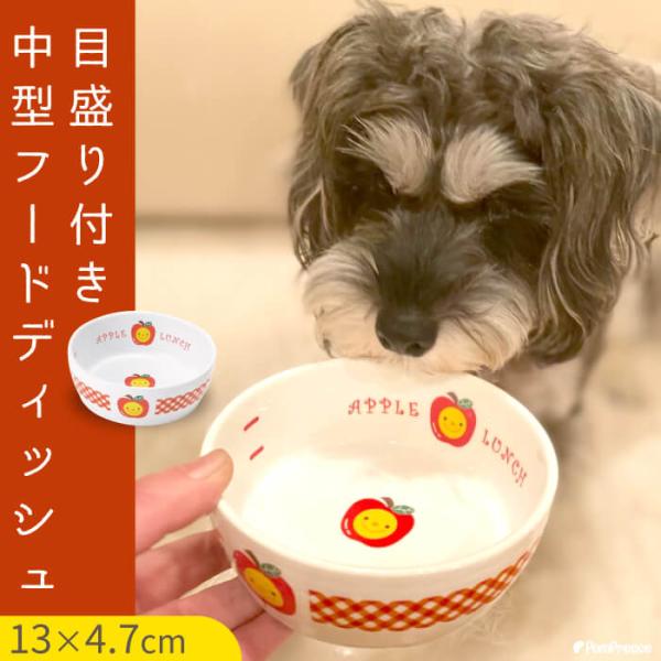 犬用 猫用 食器台 フードボウル 皿 食器スタンド ペット用  食事  餌入れ 水入れ おしゃれ かわいいフードディッシュアップルランチ 中型 ポンポリース 9416