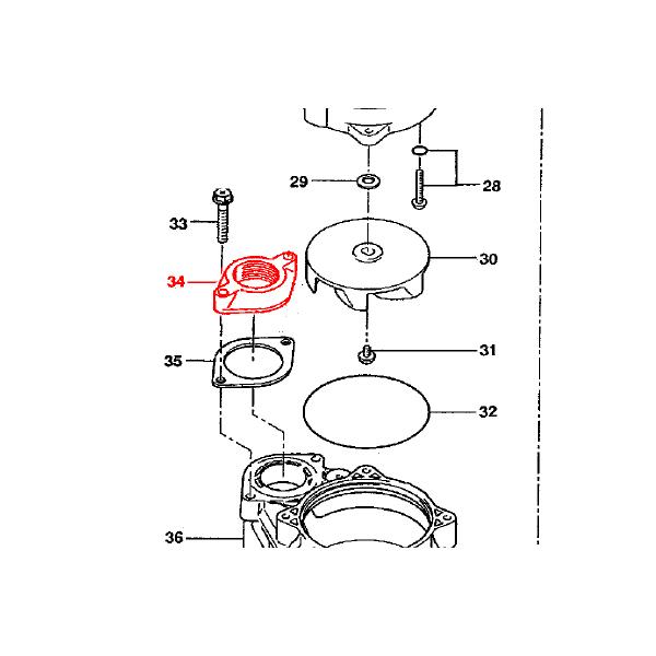 鶴見製作所 汚物用水中ハイスピンポンプ 非自動型 40PU2.25S（-53-63）用部品（34）ねじ込みフランジ【801048000089】