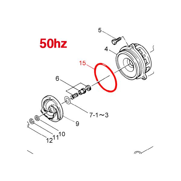 川本製作所 自吸渦巻ポンプ GSO2-505-CE0.75/1.5用 ＯリングK190(15)【30400314】 50hz用