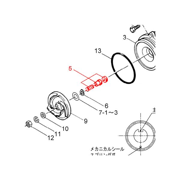 自吸渦巻ポンプ GSO3-405-C0.4用 メカニカルシール13HKU90-S9008 自吸渦巻ポンプ GSO3-405-C0.4用 メカニカルシール13HKU90-S9008