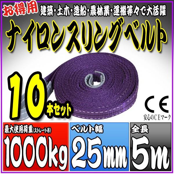 10{Zbg iCXOxg 5m 25mm gp׏d1000kg 1t ݂ ג ݏグ ݉ ʊ| ו  [v  ^    HRS01P050SET10