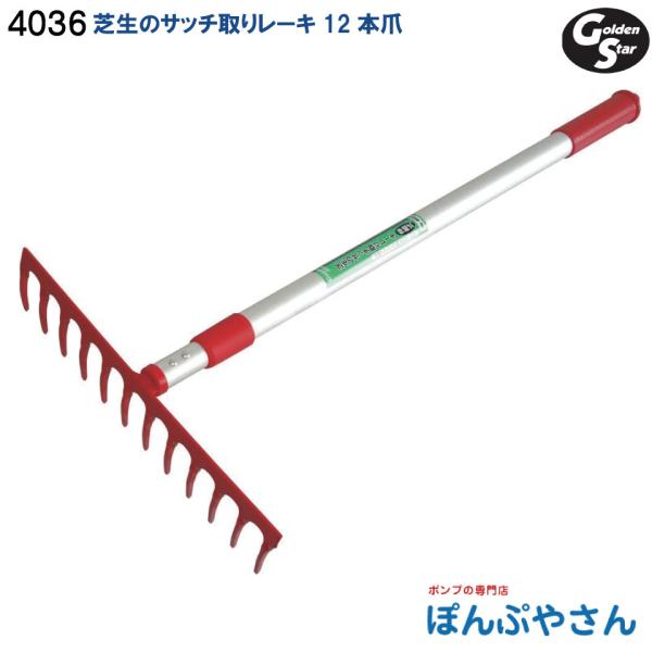 他サイト： 4036 芝生のサッチ取り伸縮レーキ 12本爪 ゴールデンスター goldenstar GOLDENSTAR 伸縮アルミ柄付の商品画像