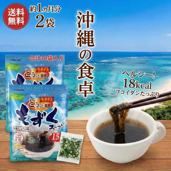 永井海苔 もずくスープ 30食入り ナガイ もずく スープ 和風しょうゆ味 生タイプ 乾燥ねぎ入り 沖縄産 沖縄 ヘルシー 海藻 国産 大容量 業務用 COSTCO 爆買い