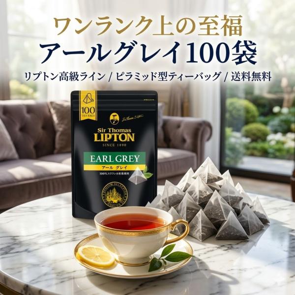 他サイト： リプトン アールグレイ 紅茶 ティーバッグ 100袋入 LIPTON ピラミッド型 アールグレイティー アールグレー コストコ サー トーマスの商品画像