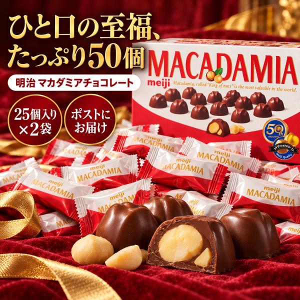 マカダミアチョコレート コストコ 個包装 明治 50個 25個入り×2袋 meiji マカダミア ナッツチョコ お菓子 ばらまき 配る 差し入れ プチギフト ネコポス 爆買