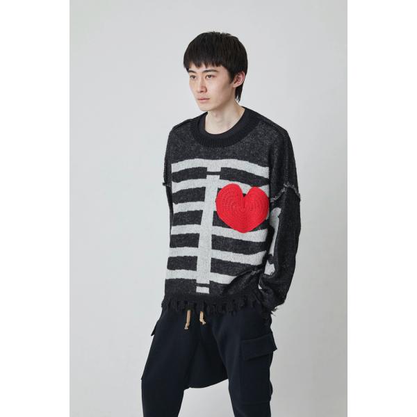 DISCOVERED（ディスカバード） / MOHAIR HEART&BONE KNIT (BLACK