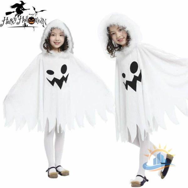 レビューでソックス付！ コスチューム 女の子 ハロウィン 衣装 子供 幽霊ゾンチーコスプレ 仮装 タイツ付き かわいい マント キッズ クイーン コスプレ衣装
