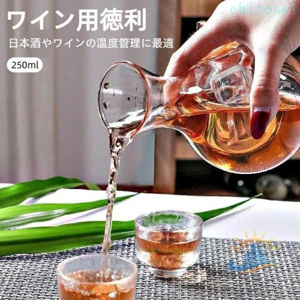 ガラス製 徳利 冷酒器 250ml 氷ポケット付 耐熱 日本酒 ワイン用
