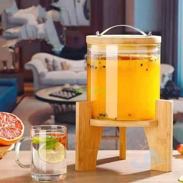 冷水筒　ドリンクサーバー　大容量　ガラス貯蔵タンク　ステンレス製の蛇口　梅酒　ビール　ゾンチー　ガラスポット　保存瓶ドリンクディスペンサー　ジュース