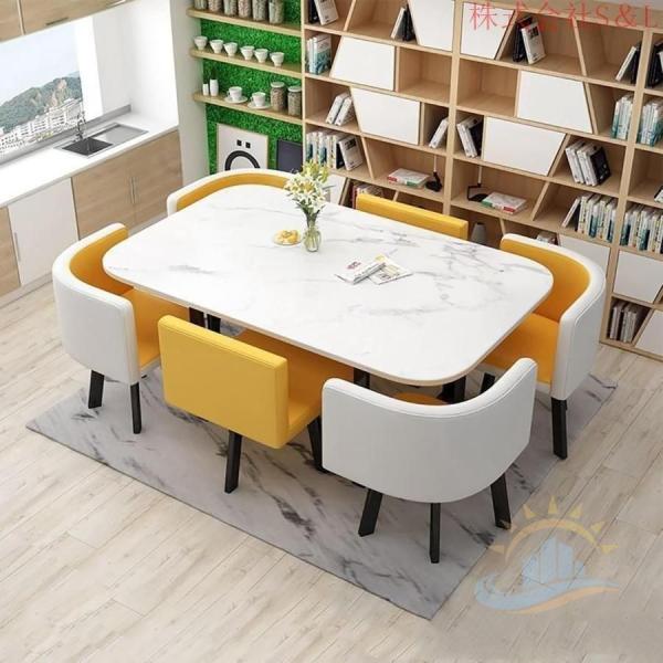 ダイニングテーブルセット６人用掛け 食卓セット 椅子セットホーム シンプル ルームとキッチン用、 ゾンチー アパートテーブル 家の装 オフィス会議レ