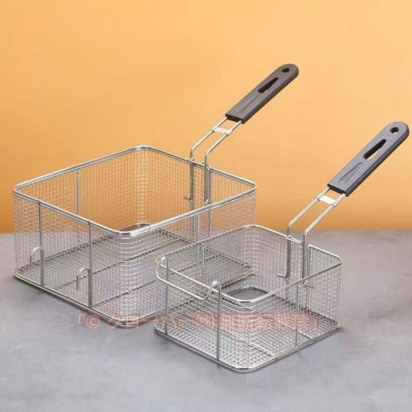 フライヤーバスケット　ステンレス製　フラ20*18*10.5cm　取り外し可能なハンドル付き　ゾンチー　フライヤー用水切りかご　家庭用キッチン業務用
