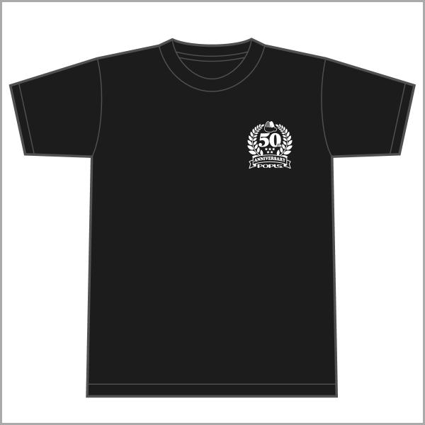 50周年記念黒Tシャツ ポプルス ポプ猫 Tシャツ