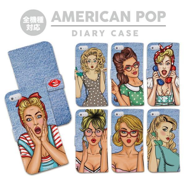 全機種対応 スマホケース 手帳型 iPhone ケース スマホケース アメリカンポップ  コミック かわいい デニム ジーンズ パロディー アメコミ マリリン モンロー