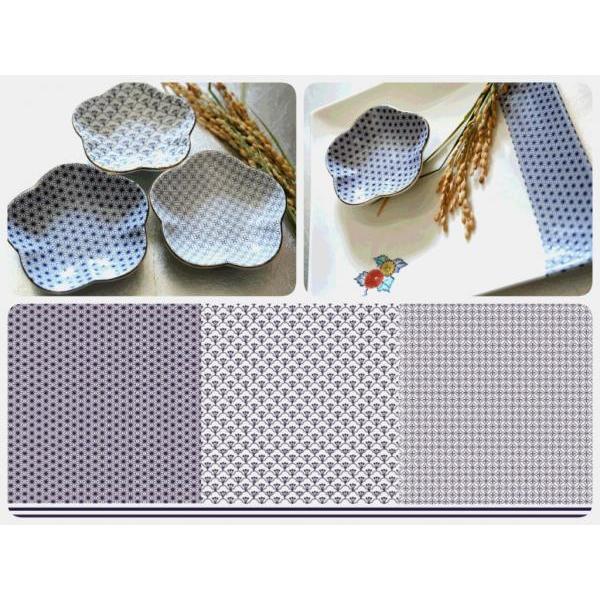 白磁用】和柄3種類転写紙 藍色 A3サイズ ポーセラーツ ポーセリン