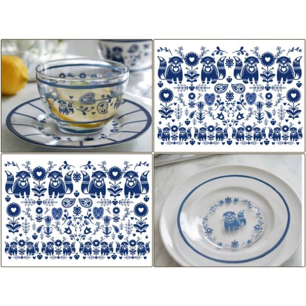 ポーセラーツ 転写紙【ガラス用】北欧風 フォークロア・フォックス転写