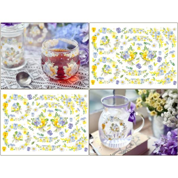 ポーセラーツ 転写紙 【ガラス用】北欧風フローラルパンジーリース転写