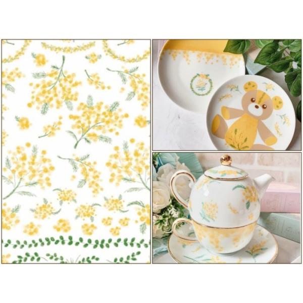 白磁用】手描きイラストmimosa転写紙 ミモザ 黄色いお花 フラワー 花