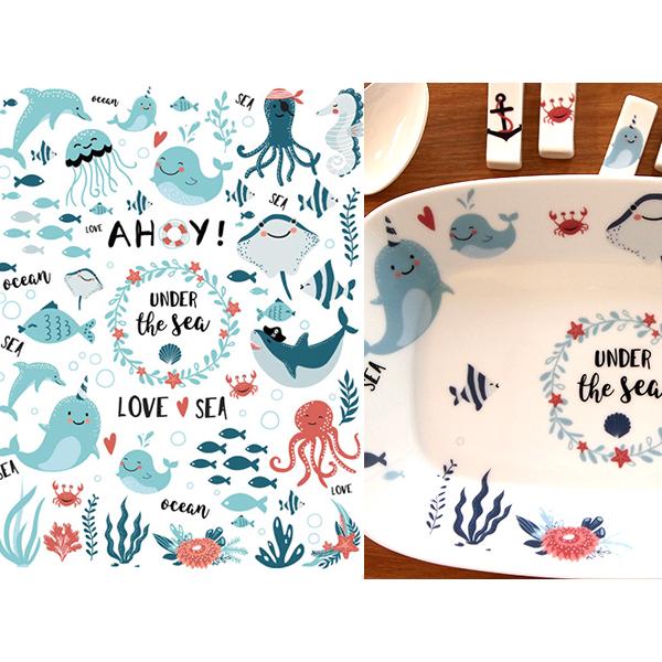 ⑨ポーセラーツ　転写紙　ハワイ海サーフ福袋　セット売り 白磁用】sea 海 シー転写紙 ポーセラーツ 転写紙 : ポーセショップ