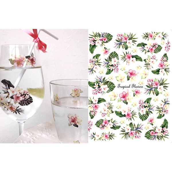 ガラス用】水彩 トロピカルフラワー TropicalFlowers サマー 夏