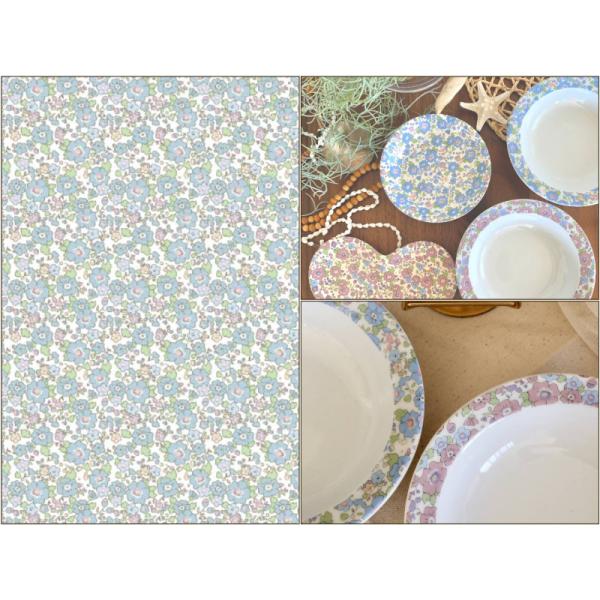 ポーセラーツ 転写紙 【白磁用】Floral Pattern Blueフローラル