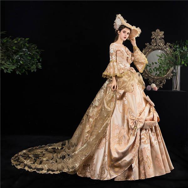 【送料無料】王族服 カラードレス 貴族 ステージ衣装 お姫様ドレス 中世貴族風 しりもちドレス ヨーロッパ風 結婚式 サイズ指定 パニエ追加可