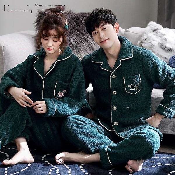 買得 ペアルック 冬向き もこもこ カップル ペアパジャマ 長袖 冬 上下セット 前開き 可愛い もこもこ ペアパジャマ 前開き プレゼント 暖かい 寝間着 部屋着 裏起毛 ルームウェア 上下セット 下着 靴下 部屋着 Dagl Tg