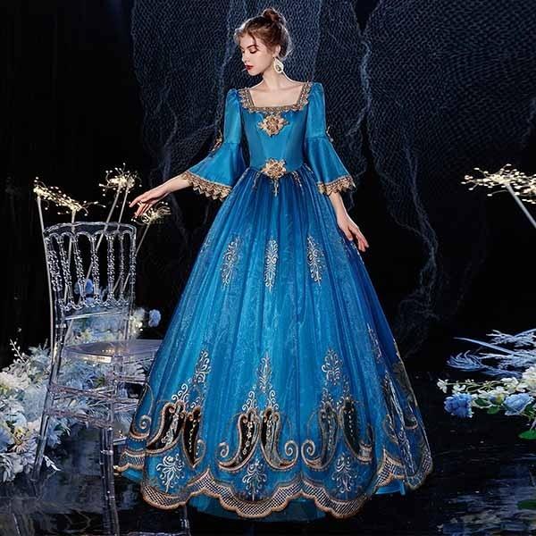 貴婦人 貴族 ドレス 中世ヨーロッパ お姫様 女王様ドレス ロングドレス カラードレス 豪華なドレス ステージ衣装 舞台衣装 王族服 Df066t2 ポルテリンク 通販 Yahoo ショッピング