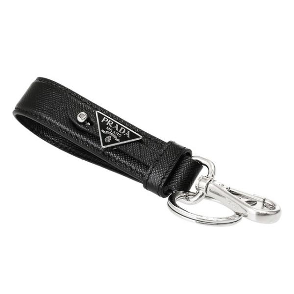 美品 PRADA サフィアーノ トライアングルロゴ キーリング PRADA プラダ／PRADA サフィアーノレザー キーリング