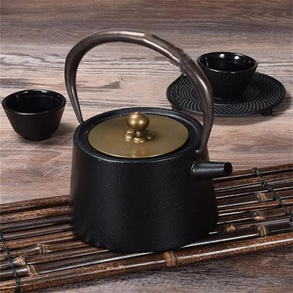 鉄瓶　古風鉄瓶 鉄びん　鋳鉄 急須  鉄分補給 提梁壺 茶壺 水壷 煮茶壷  夜間 茶道具　おしゃれ　