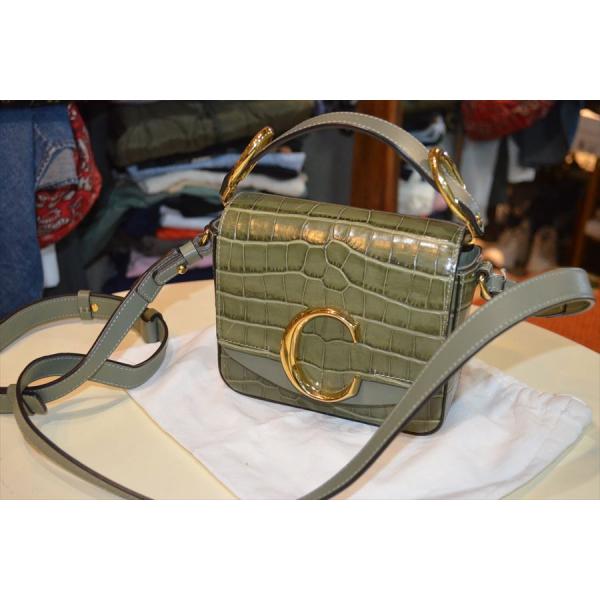 クロエ Chloe クロエC ショルダー ミニ バッグ 鞄 クロコダイル型押し 