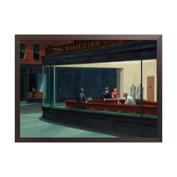 エドワード・ホッパー ナイトホークス ポスター 木製アートフレーム付