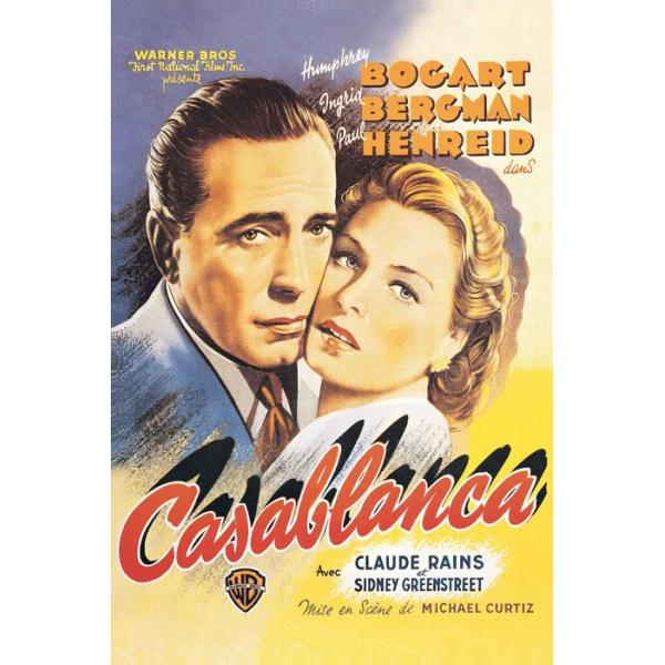 映画 カサブランカ ハンフリー・ボガート イングリッド・バーグマン ポスター 軽量アルミ製フレーム付 91.5×61cm