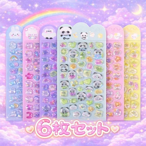 即納します 6枚セット かわいい「パンダ」プレミアムシールが必ず入っている  ぷくぷくシール ドロップシール  ぷっくりシール ボンボンシール ネコポス発送CP1