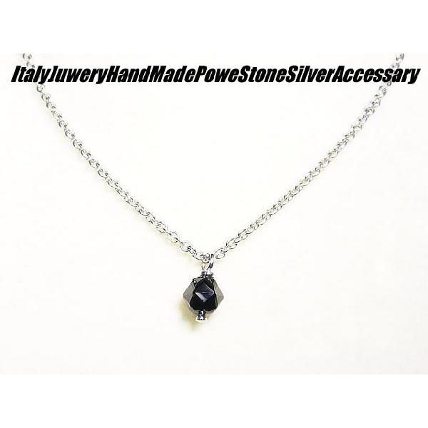 ブラックスピネル パワーストーン ネックレス 大粒8mm シルバー925 