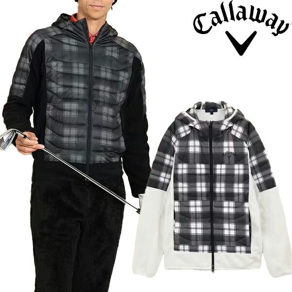 2023AW【Callaway】フルジップ中綿パーカー　チェック柄　フリース　L キャロウェイ アパレル 2023年秋冬モデル メンズ チェック フルジップ