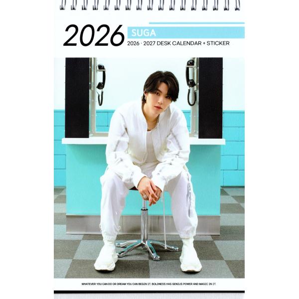 BTS シュガ SUGA グッズ 卓上 カレンダー (写真集 カレンダー) 2026~2027年(2年分) + ステッカーシール [12点セット]BTS シュガ SUGA グッズ トレカ クッション マグカップ カレンダー 写真集 ポスター...