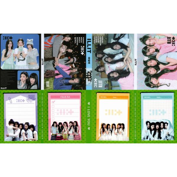 ILLIT アイリット グッズ メモ帳 80枚セット 写真入り メモパッド K-POPILLIT アイリット 最新 画像 グッズ クッション マグカップ カレンダー 写真集 ポスター 福袋 単語カード ポストカード ステッカー セット フォ...