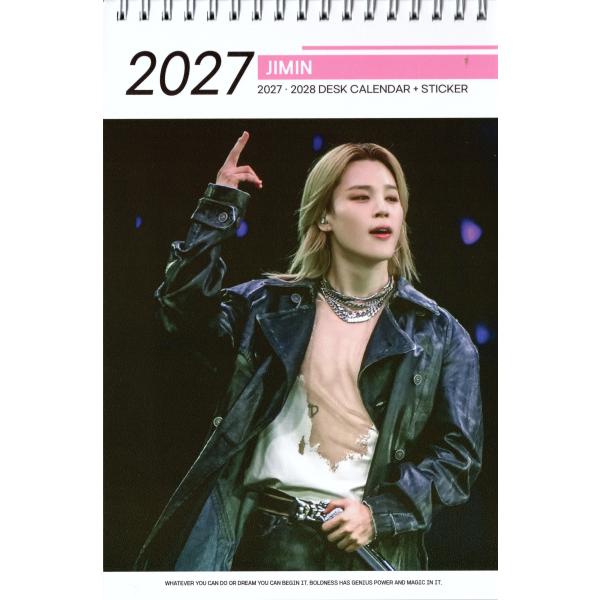 BTS ジミン グッズ 卓上 カレンダー (写真集) 2027~2028年 (2年分)  + ステッカーシール [12点セット]