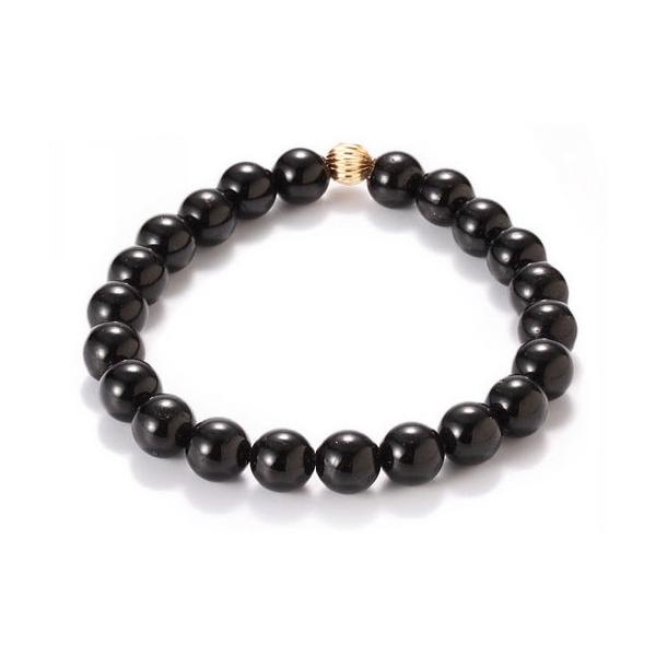 ◆大きさ：約8mm珠ブラックトルマリン使用◆金具： K18丸環 ◆サイズ：内径約15cm/約17cm/約18cm当店自慢の本物のトルマリンで作ったブレスです。静電気軽減や、電磁波軽減に。重ね付けしても品がいいです。小さいお子様にもぴったり。...